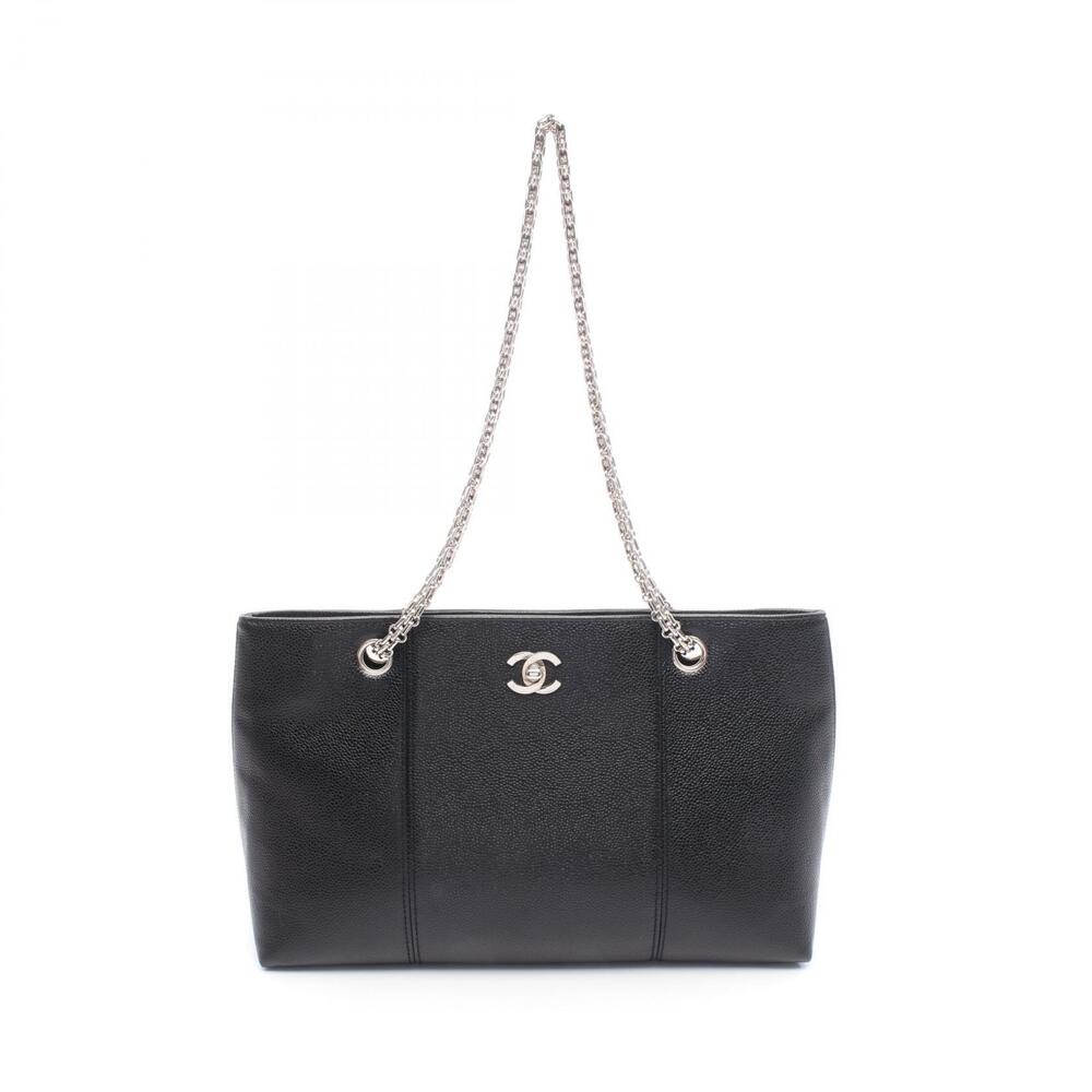 Chanel Coco Mark Shoulder Bag Leather Grained Calfskin Black